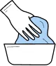 Cleaner disinfecting office conference table before employees arrive for morning meetings
